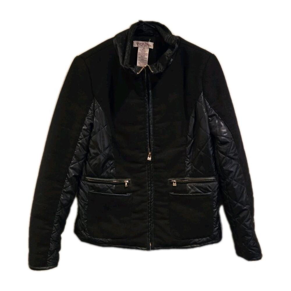 Paris Blues Womens Black 1981 Mixed Media Jacket Size Medium